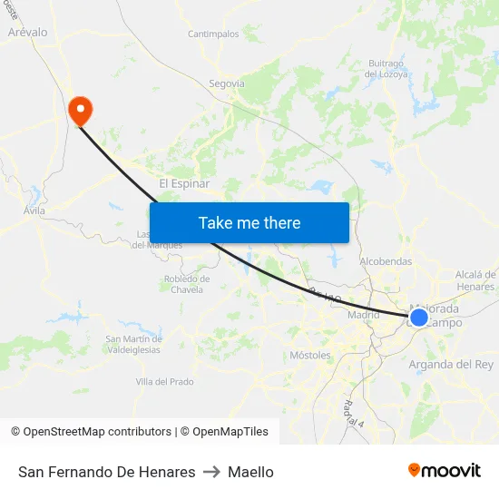 San Fernando De Henares to Maello map