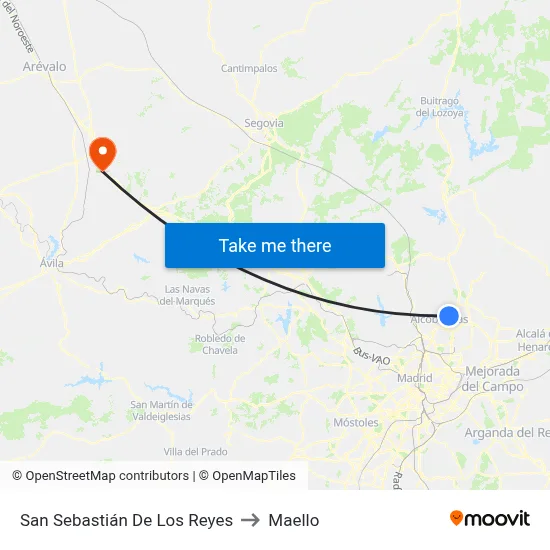 San Sebastián De Los Reyes to Maello map