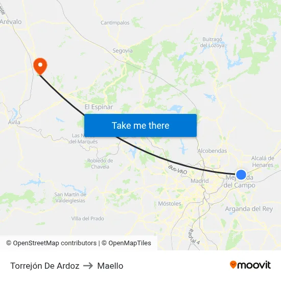 Torrejón De Ardoz to Maello map