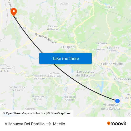 Villanueva Del Pardillo to Maello map