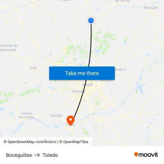 Boceguillas to Toledo map