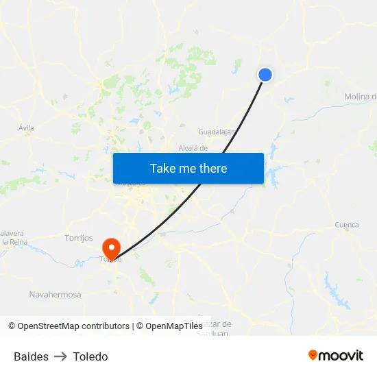 Baides to Toledo map
