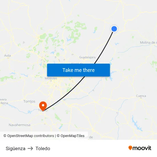 Sigüenza to Toledo map
