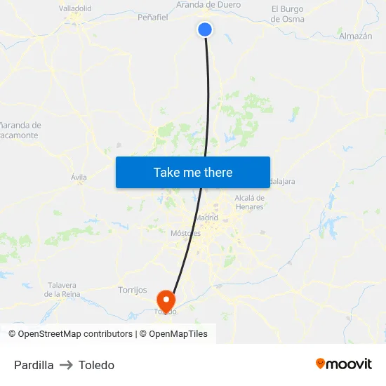 Pardilla to Toledo map