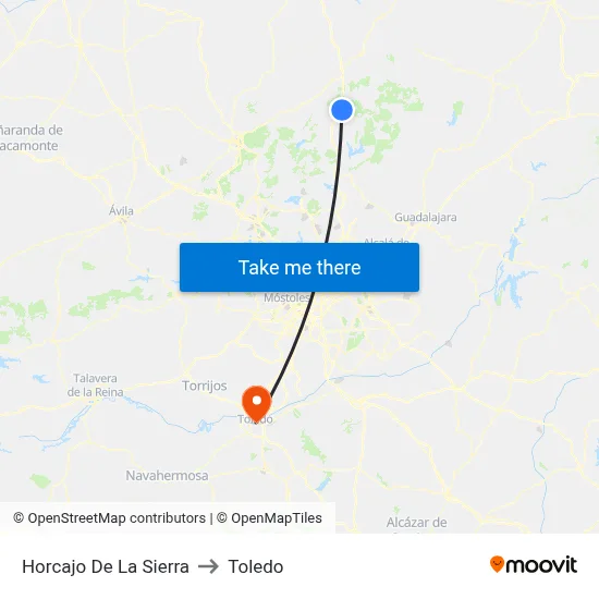Horcajo De La Sierra to Toledo map