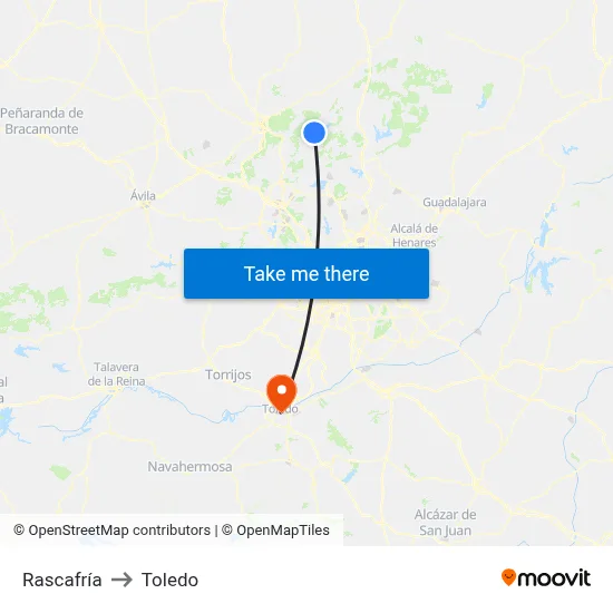 Rascafría to Toledo map