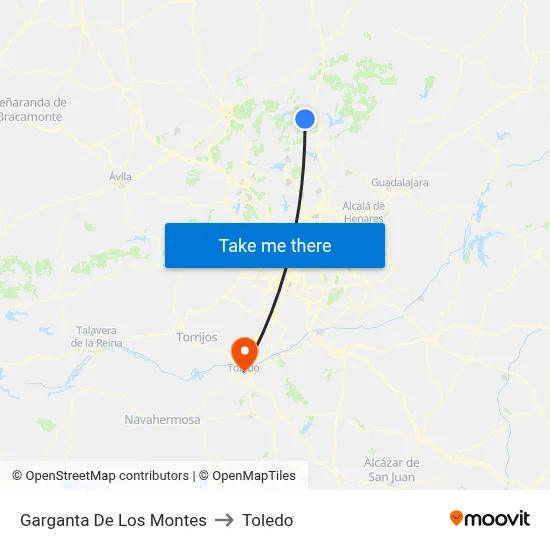 Garganta De Los Montes to Toledo map