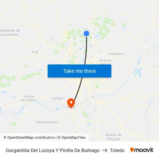 Gargantilla Del Lozoya Y Pinilla De Buitrago to Toledo map