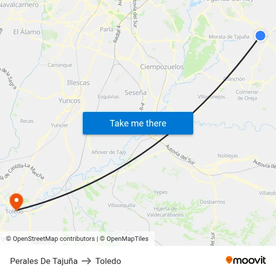 Perales De Tajuña to Toledo map