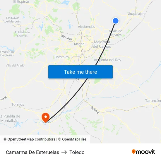 Camarma De Esteruelas to Toledo map