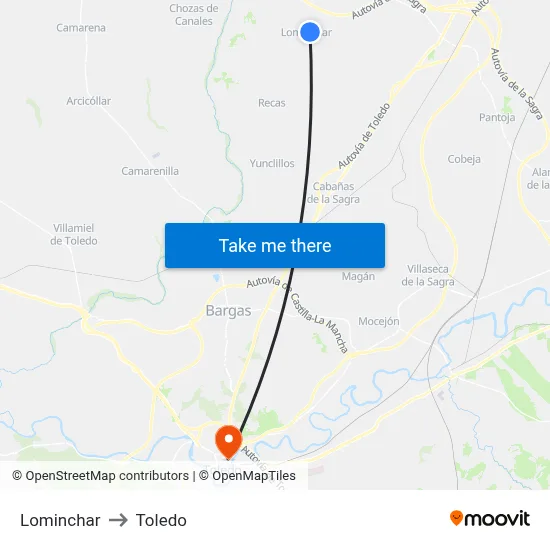 Lominchar to Toledo map
