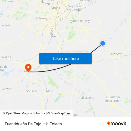 Fuentidueña De Tajo to Toledo map