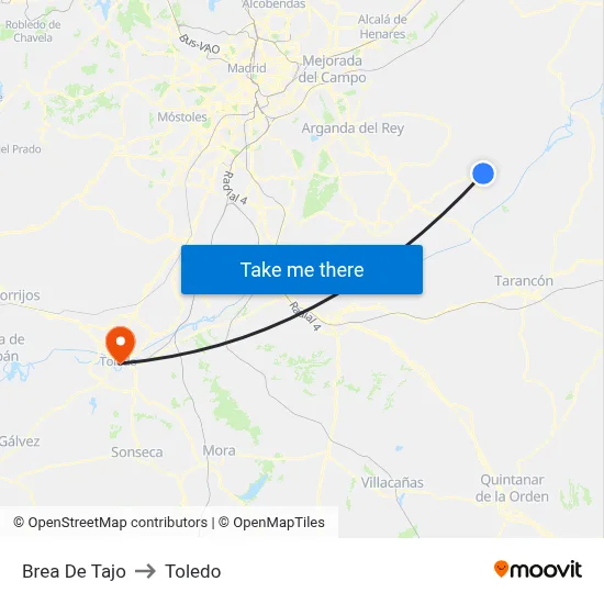 Brea De Tajo to Toledo map