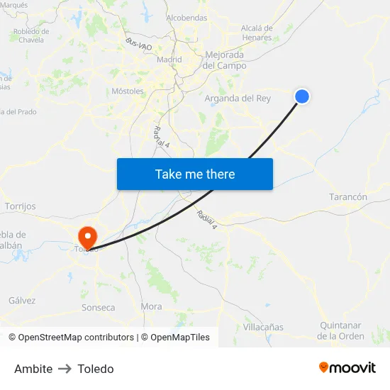 Ambite to Toledo map