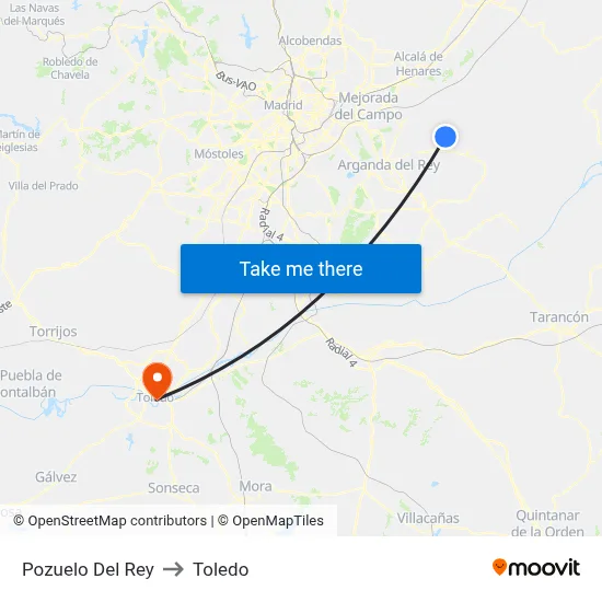 Pozuelo Del Rey to Toledo map