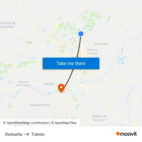 Redueña to Toledo map
