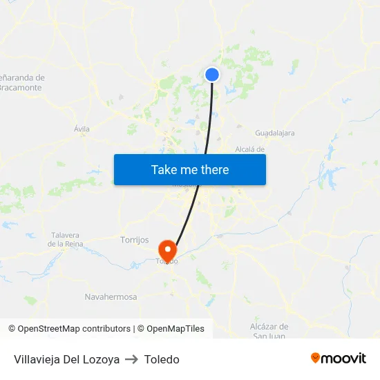 Villavieja Del Lozoya to Toledo map