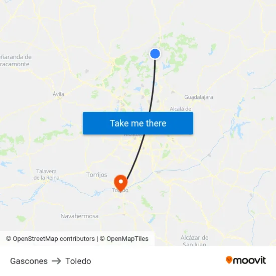 Gascones to Toledo map
