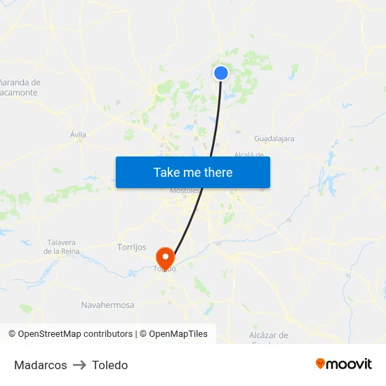 Madarcos to Toledo map
