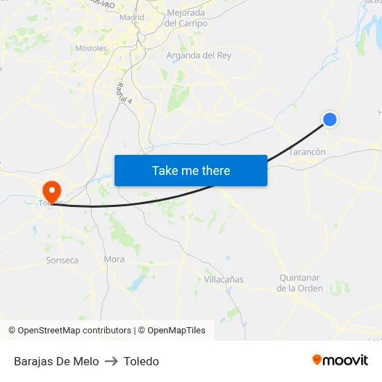 Barajas De Melo to Toledo map