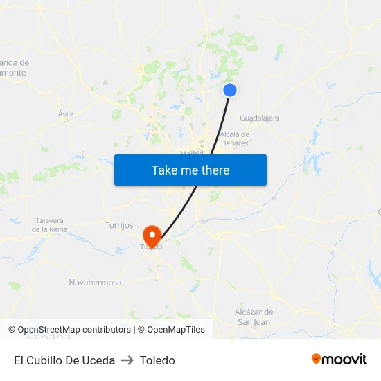El Cubillo De Uceda to Toledo map