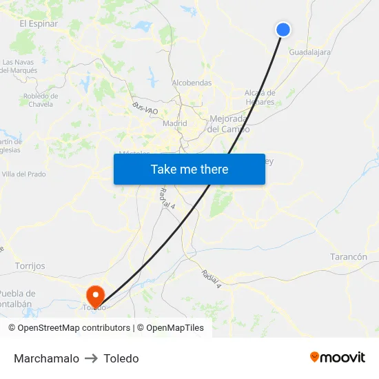 Marchamalo to Toledo map