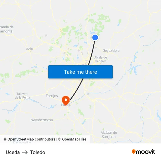 Uceda to Toledo map