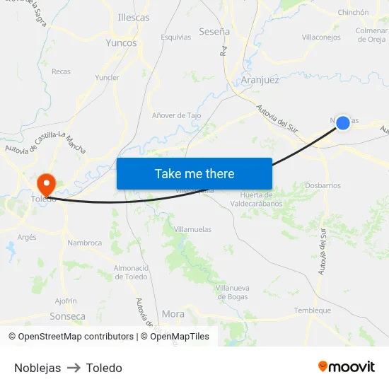 Noblejas to Toledo map