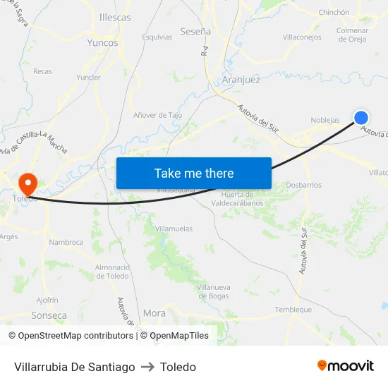 Villarrubia De Santiago to Toledo map