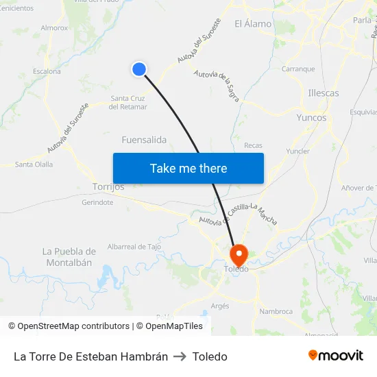 La Torre De Esteban Hambrán to Toledo map