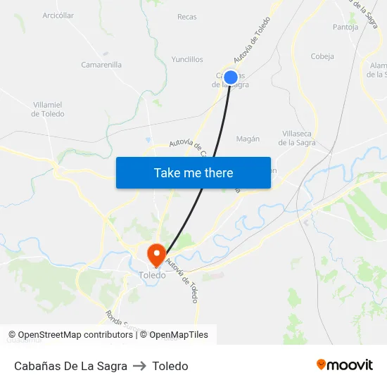 Cabañas De La Sagra to Toledo map