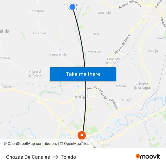 Chozas De Canales to Toledo map