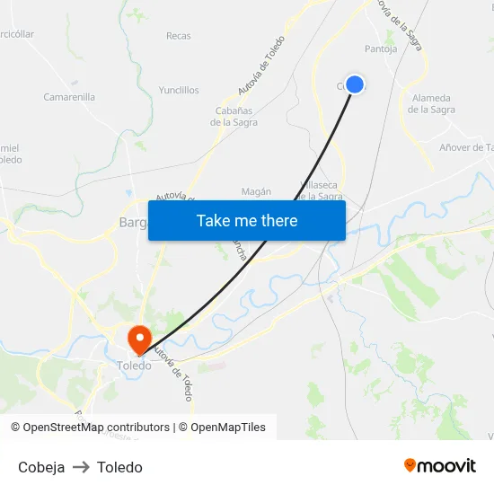 Cobeja to Toledo map