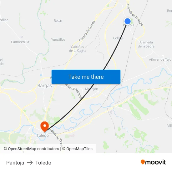 Pantoja to Toledo map