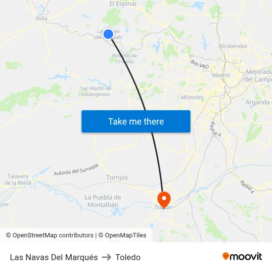 Las Navas Del Marqués to Toledo map