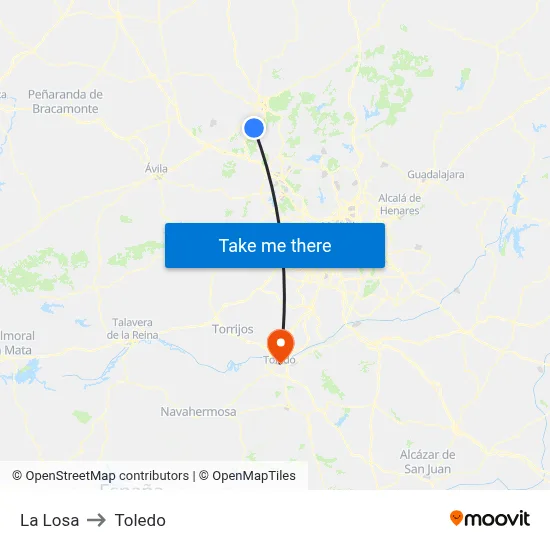 La Losa to Toledo map