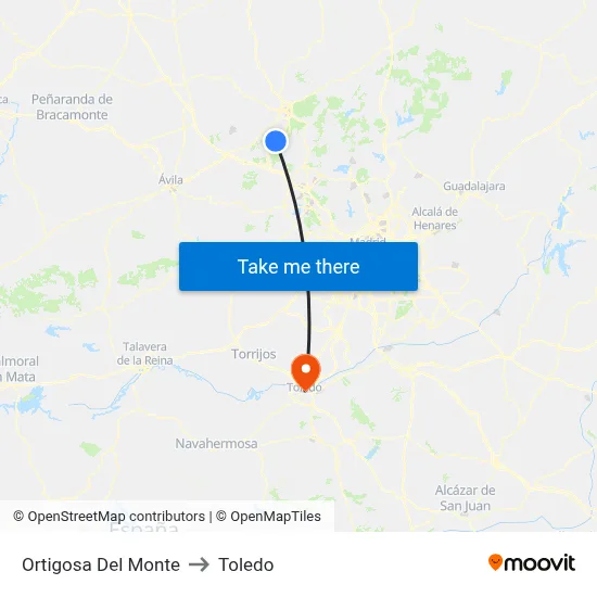 Ortigosa Del Monte to Toledo map