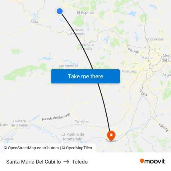 Santa María Del Cubillo to Toledo map