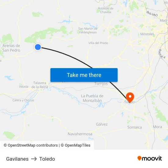 Gavilanes to Toledo map