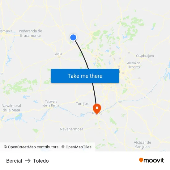 Bercial to Toledo map
