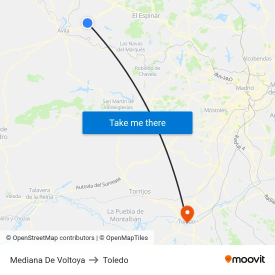 Mediana De Voltoya to Toledo map