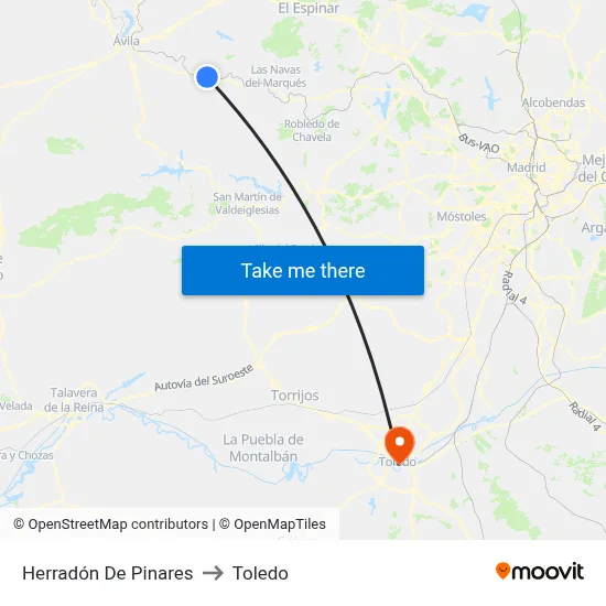 Herradón De Pinares to Toledo map