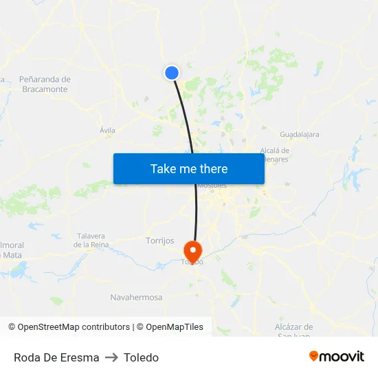 Roda De Eresma to Toledo map