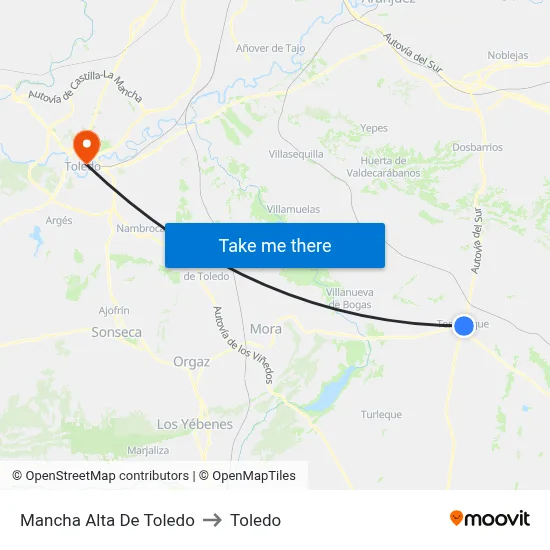 Mancha Alta De Toledo to Toledo map