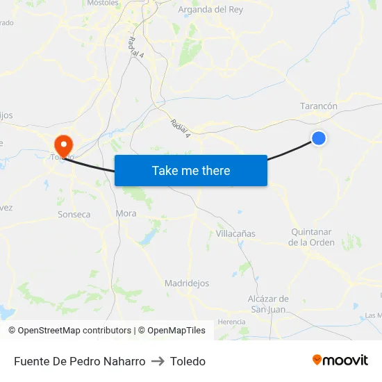 Fuente De Pedro Naharro to Toledo map