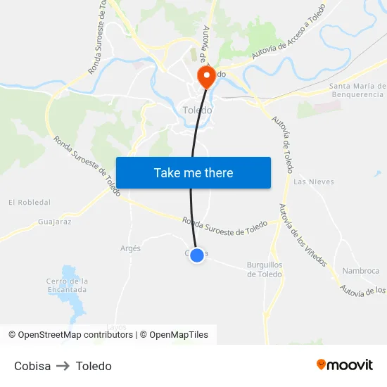 Cobisa to Toledo map