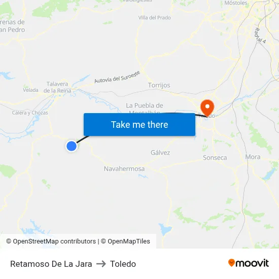 Retamoso De La Jara to Toledo map