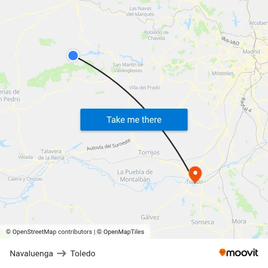 Navaluenga to Toledo map