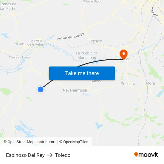 Espinoso Del Rey to Toledo map