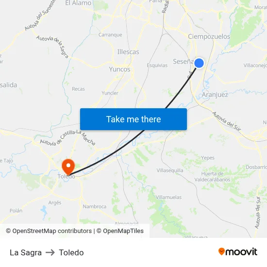 La Sagra to Toledo map